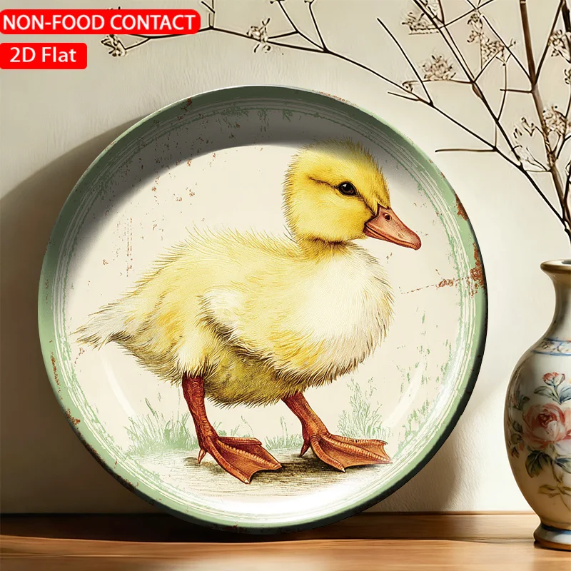 1pc Ceramic Decorative Plate, Yellow Duckling Art Decorations, Wall Home Decor - for Decorative Purposes Solely, NON-FOOD