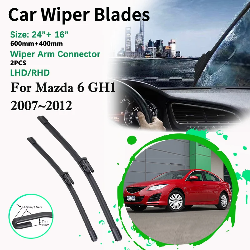 

24“ +16” Car Front Wiper Blade For Mazda 6 GH1 MK2 2007~2010 2011 2012 LHD RHD Windshield Windscreen Cutter Brushe Accessories