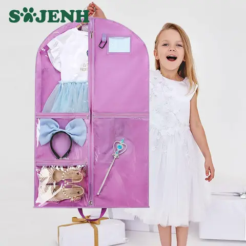 Robe de danse violette Non tissée pour enfants, housse anti-poussière, sac de rangement pour vêtements suspendus pour filles, sac respirant pour Costume de danse, nouvelle collection