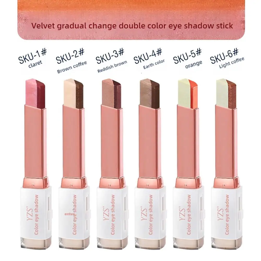 Double Color Glitter Eye Shadow Stick Matte Eyeshadow Makeup Waterproof Bicolor Shimmer Cosmetics Beauty Makeup Tool