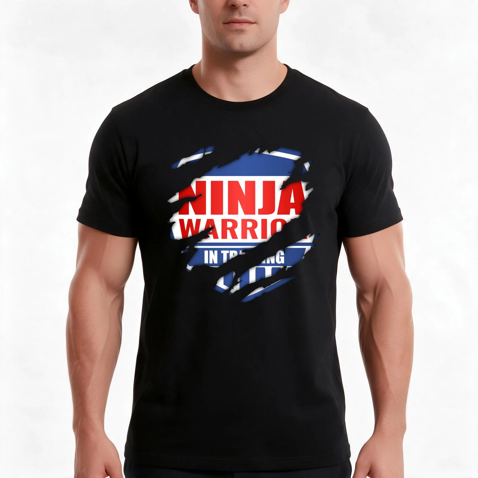 Ninja Warrior In Training T-Shirt, Summer Casual Cotton Tee, Oversized Streetwear Tops, Vintage Graphic Print, Unisex Men Women