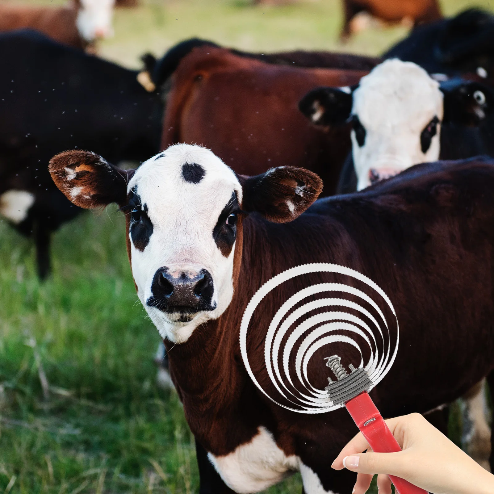 

1pc Horse Hair Comb Stainless Steel Non-Slip Plastic Handle Grooming Tool For Cow Livestock Shedding Cleaning Scratching Brush