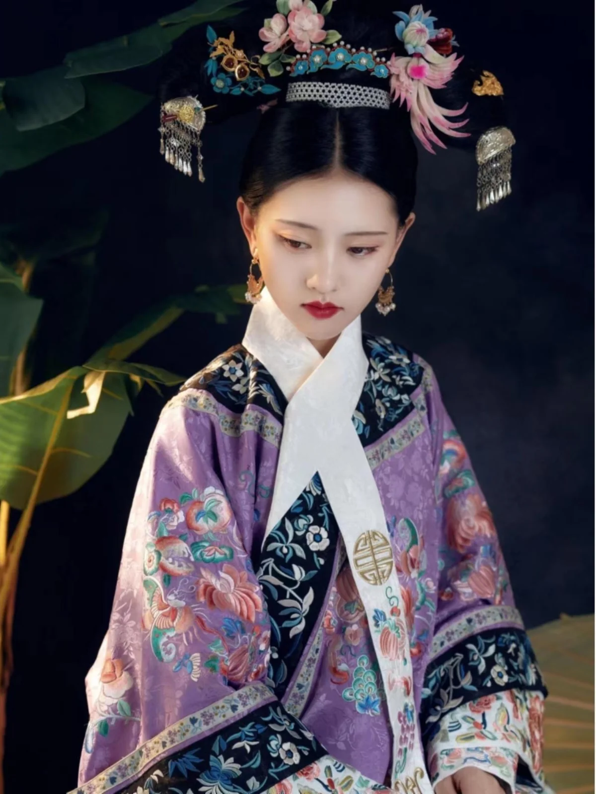 Original Frauen Han chinesische Kleidung Dynastie alten Kostüm Qing Dynastie Prinzessin tragen Knopfleiste Cappa Pluvialis Banner-Stil