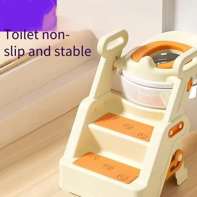Children's Toilet Training Step Stool – Non-Slip Foldable Potty Seat Riser for Boys/Girls Supports 60kg – Home/Travel Use