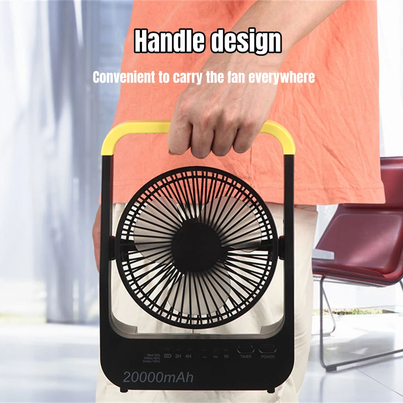 Viagem ao ar livre acampamento portátil ventilador de refrigeração ar usb de carregamento 20000mah bateria operado ventilador de mesa portátil sem fio elétrico