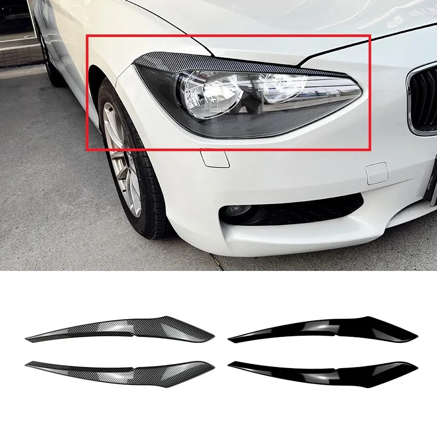 

Car Front Headlight Eyebrow Eyelid Lamp Light Eyebrows Sticker Fit For BMW 1 Series F20 F21 2011-2014 Accessories Glossy Black