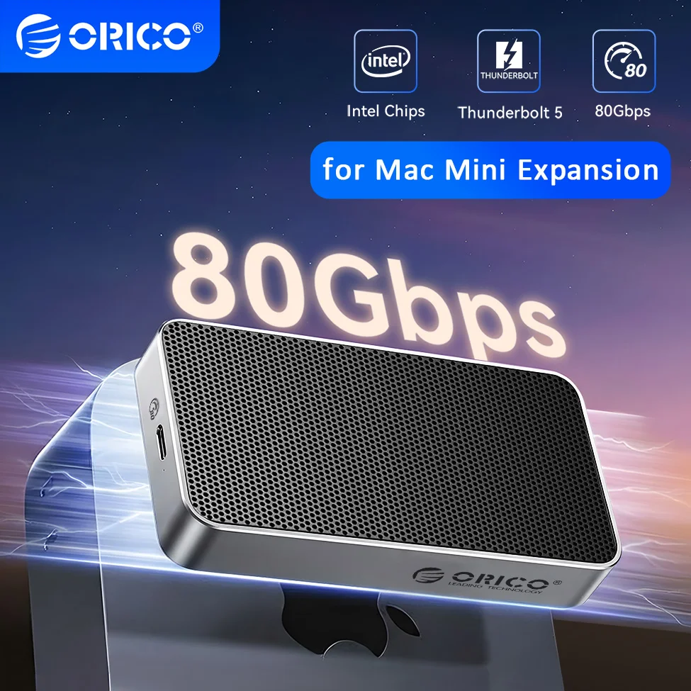 ORICO 80Gbps External SSD Case M.2 NVMe Enclosure Hard Drive Storage Box M-Key 2280 Solid State Drive Housing for TB5/4/3/USB4