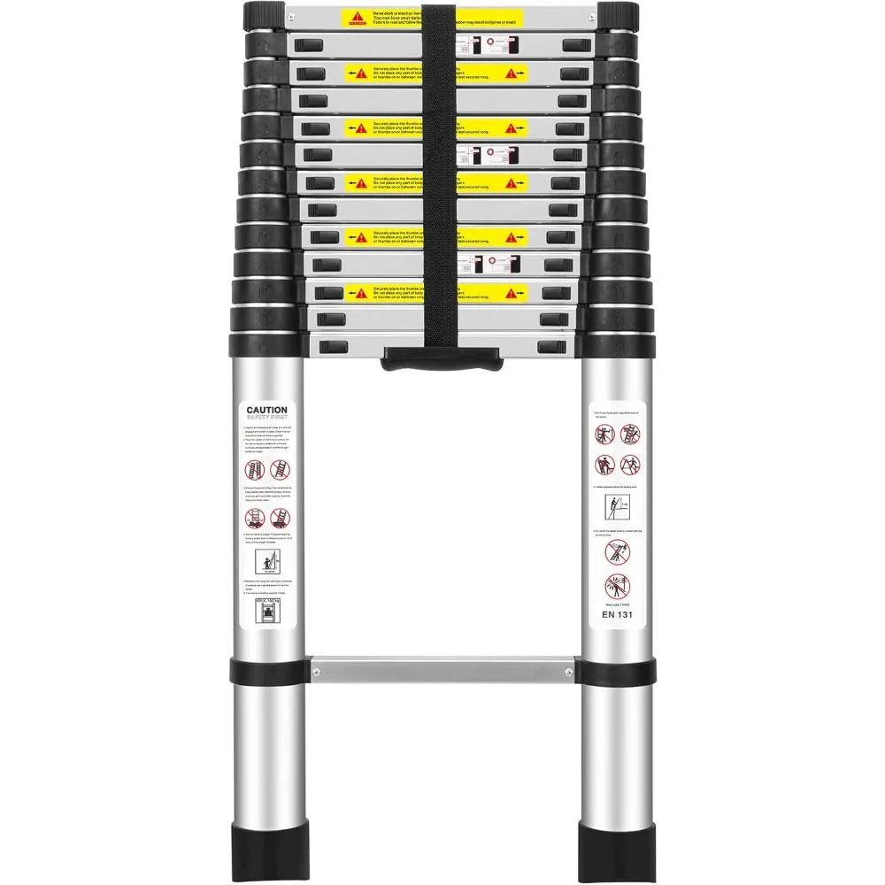 Scala di estensione pieghevole multiuso in alluminio, telescopica da 15 piedi/4,5 metri, standard EN131