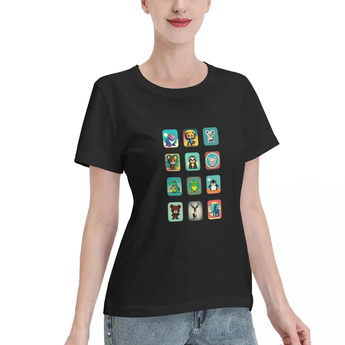 Spring Musthave 12 Artistic Cute Baby Animal Illustrations Women's T-shirt Grunge Aesthetic Women Top