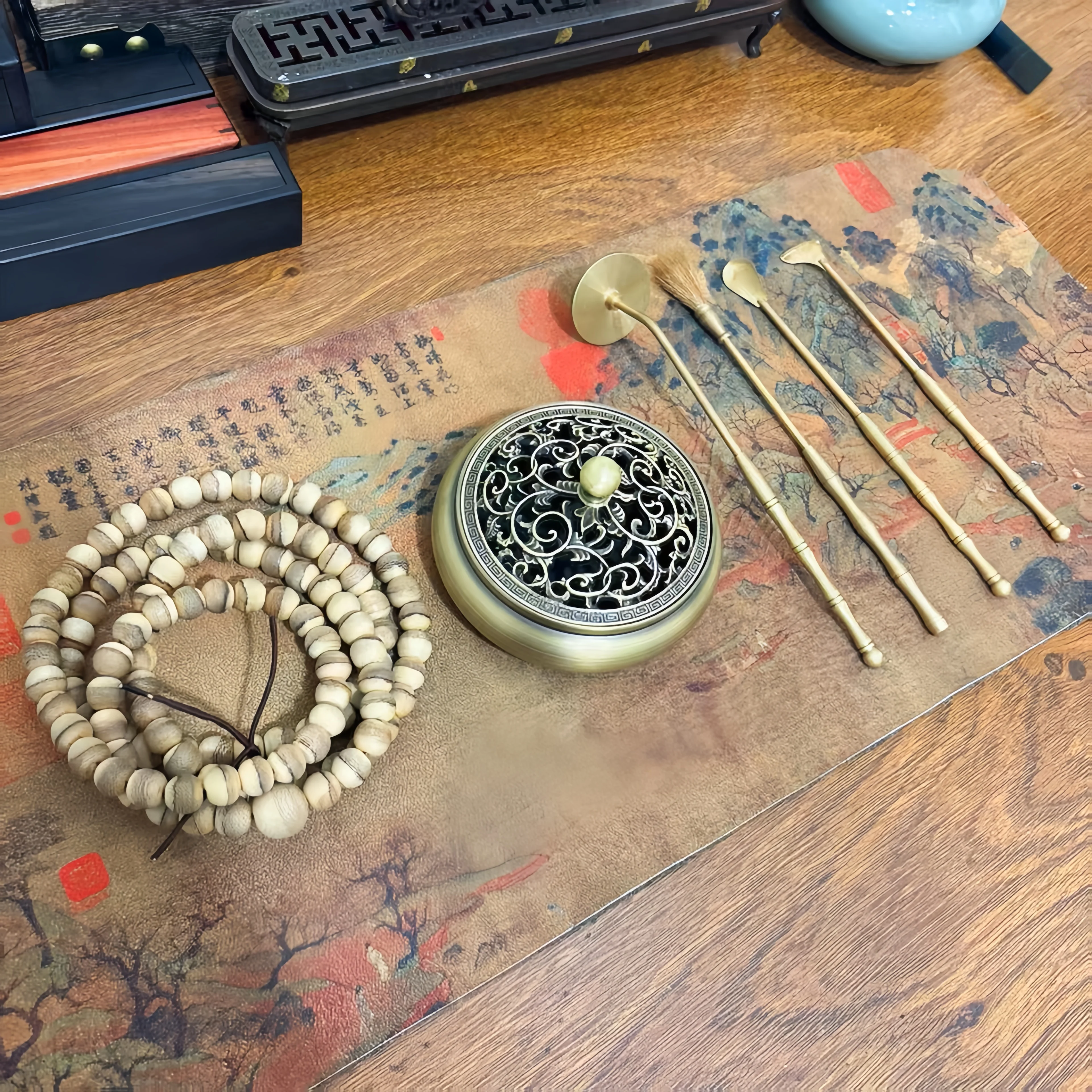 

Набор для изготовления латунных благовоний с керамической горелкой, набор для начинающих, подарочная коробка, в комплекте, лопаточка, инструменты для домашней медитации