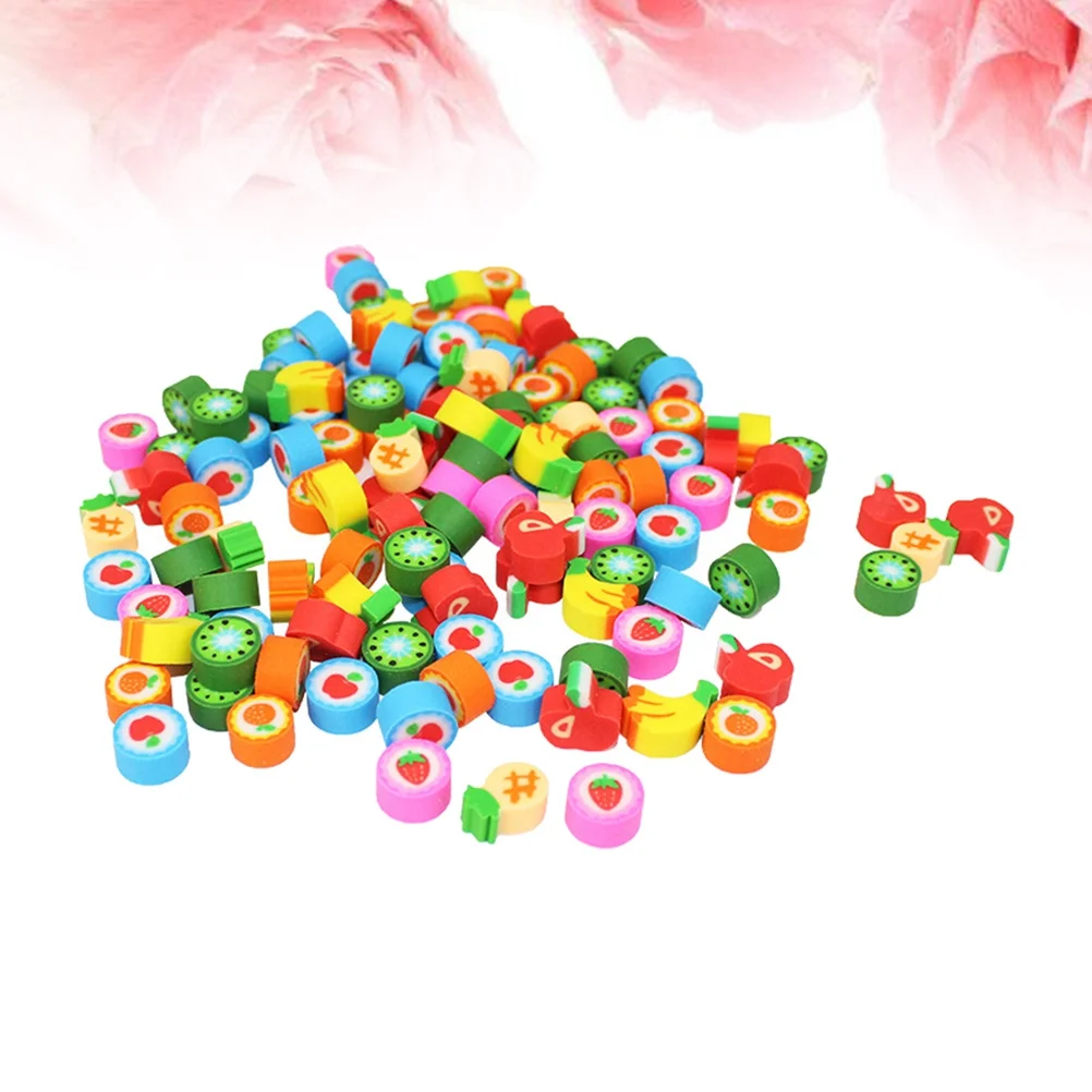 

50pcs Fruit Erasers Mini Cartoon Puzzle Rubber For Kids Soft Non-Toxic School Supplies Stationery Gift Students Novelty Pencil