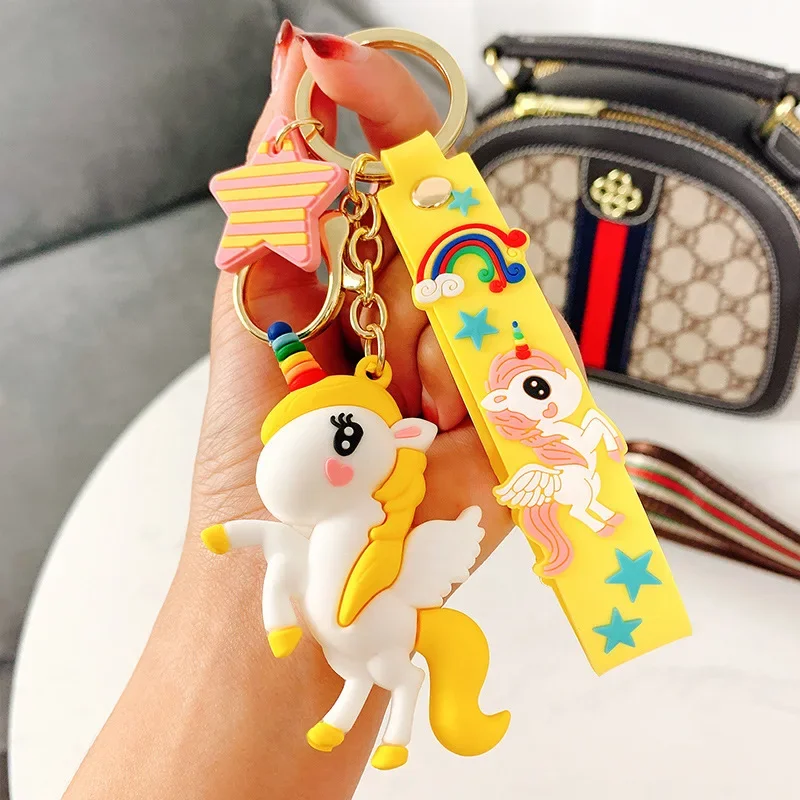 Rainbow Unicorn Keychain Cartoon Key Ring Creative Car Bag Pendant Small Gift for All