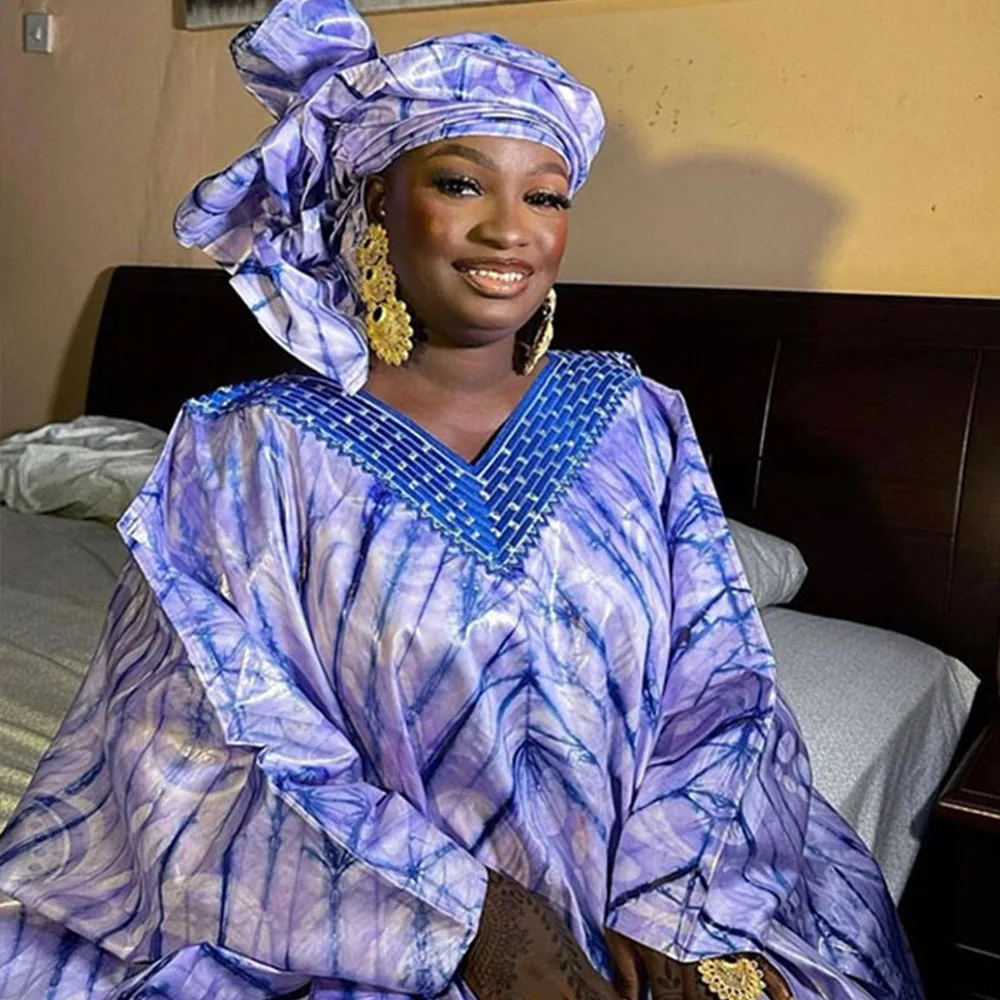 Elegante abito con stampa africana Ankara Boubou per le donne Abito lungo a maniche lunghe per cerimonia di cerimonia per la madre della sposa con