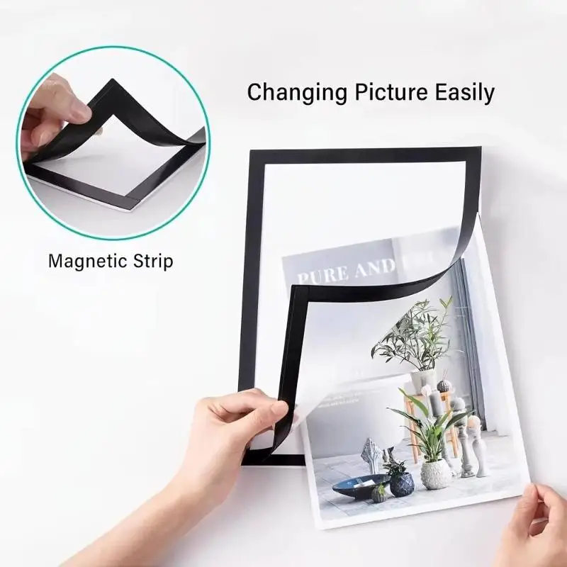 ~1Pcs Magnetic Wall Frame Self-Adhesive & Removable For Photos Notes Matte Minimalist Home Office Decor