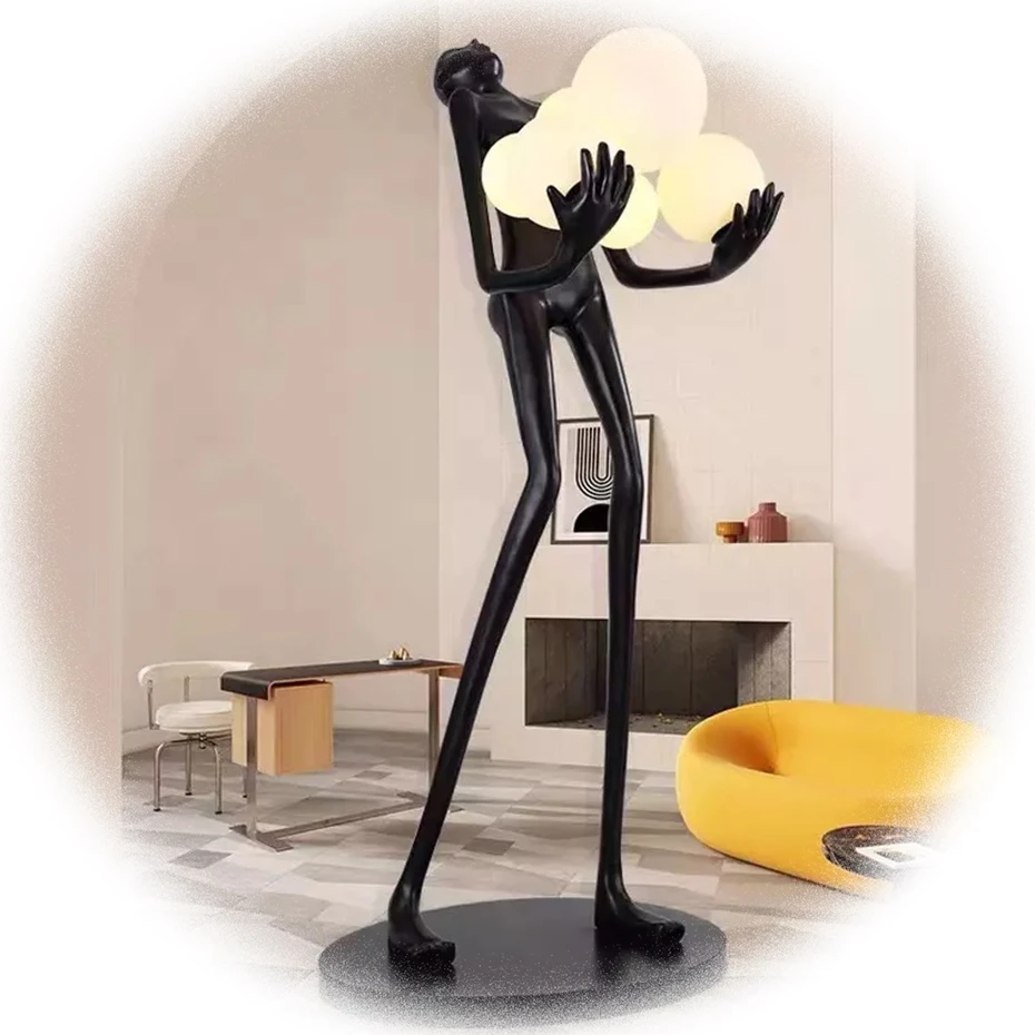 Escultura de resina moderna, figuritas Funky para hombre y mujer, enorme lámpara de pie LED para sala de estar, decoración de centro de arte