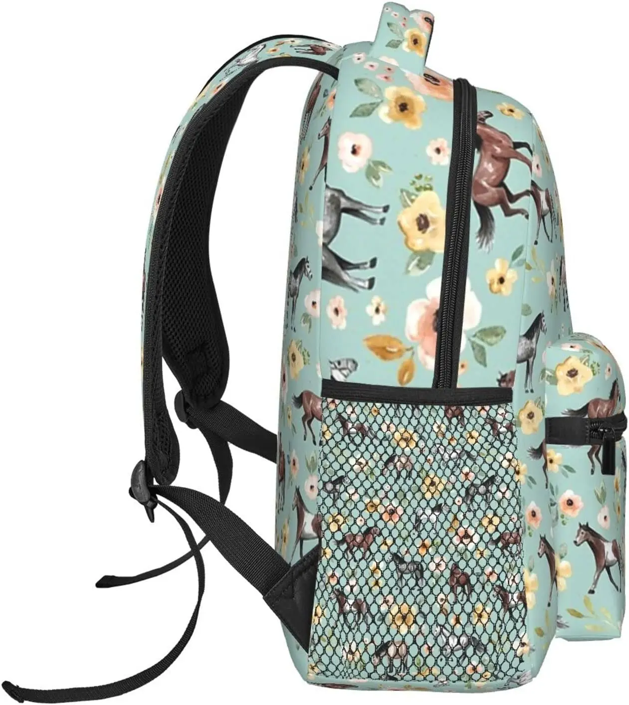 Cute Horse Flowers Backpack Lightweight Laptop Backpacks College Bookbag for Travel Hiking