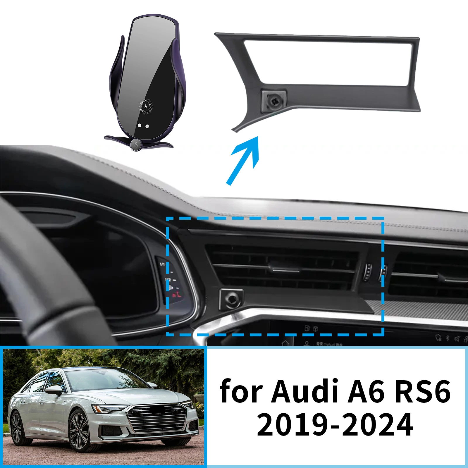 

Car Mobile Phone Holder for Audi A6 RS6 S6 2019 2020 2021 2022 2023 2024 GPS Bracket Navigation Stand Auto Accessories