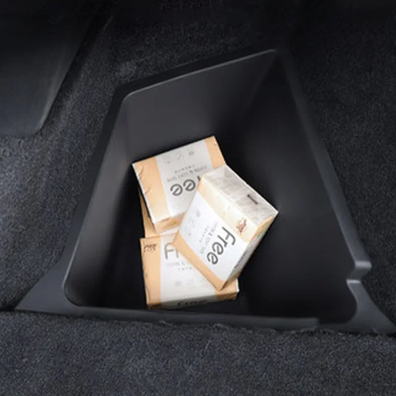 For Tesla Model Y Rear Trunk Side Storage Bins Box, Left Right Cargo Organizer Packet Tray, Car Interior Tidying Accessories