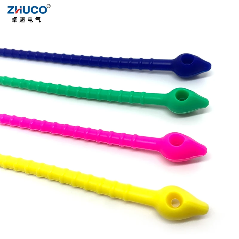 ZHUCO 5pcs 18cm Food Grade Reusable Multifunctional Silicone Cable Ties Rope Data Cable Storage Cable Organizer Food Bag Tied