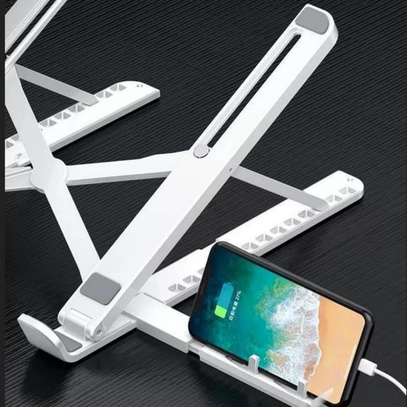 Foldable Laptop Stand With Phone Holder Adjustable Portable Notebook Bracket Support Base ABS Holder For Macbook Accessories