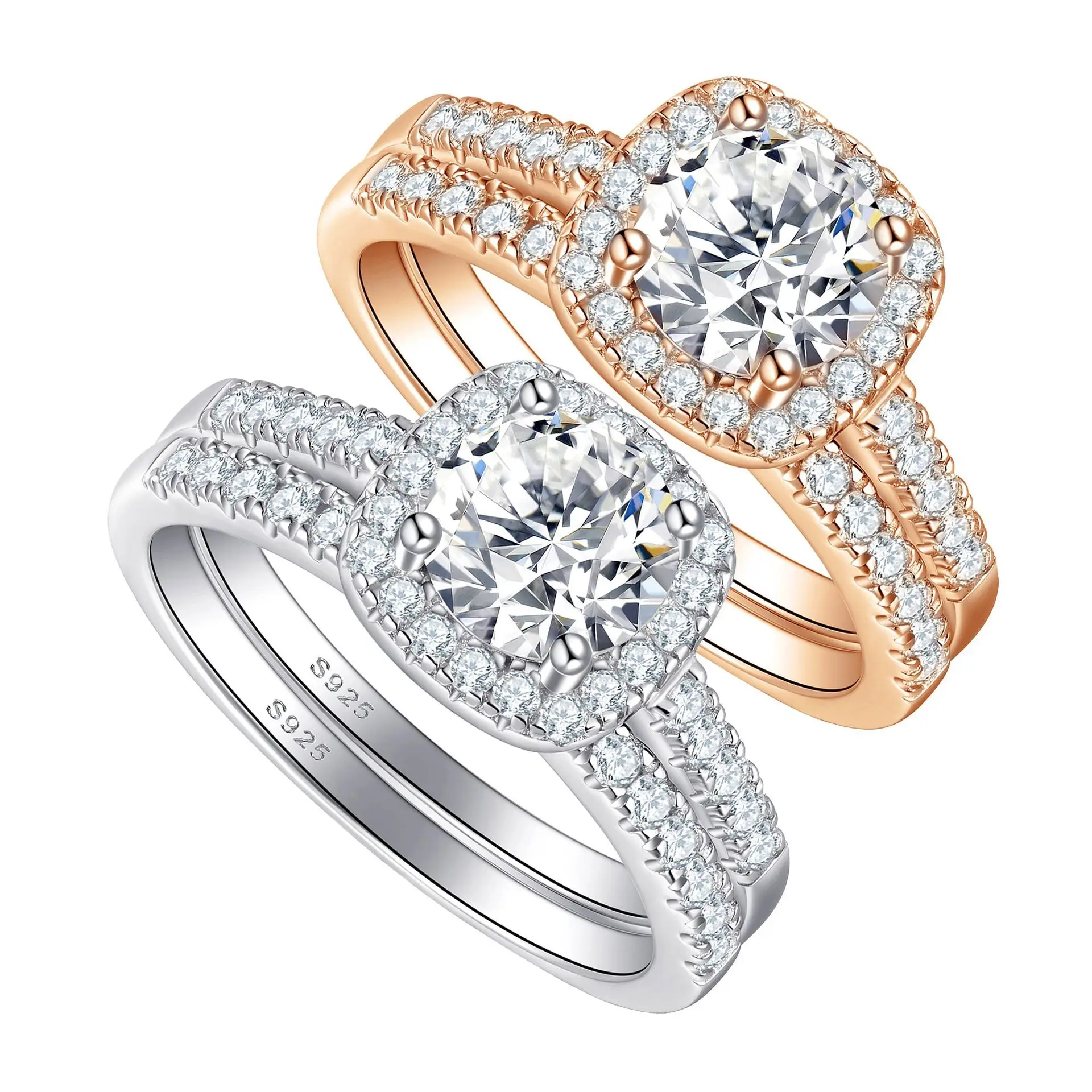 MuShan Jewelry 925 Sterling Silver Ring Wedding Band High Carbon Diamond Bride Gift Elegant Jewelry Women Rings Fine Jewelry