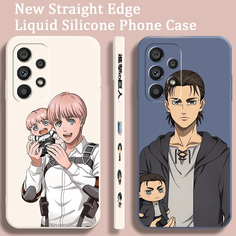 

A-Attack On T-Titan Cartoon Liquid Left Rope For Samsung Note 20 10 A54 A31 A14 A03 A22 A34 A04 A24 Ultra Plus 5G Cover