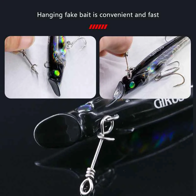 50 قطعة تعزيز الفولاذ المقاوم للصدأ قفل سريع المفاجئة الربيع المشبك مشبك إغراء قطرة الحفارات موصل السلامة الطعم هوك لصيد الأسماك #4