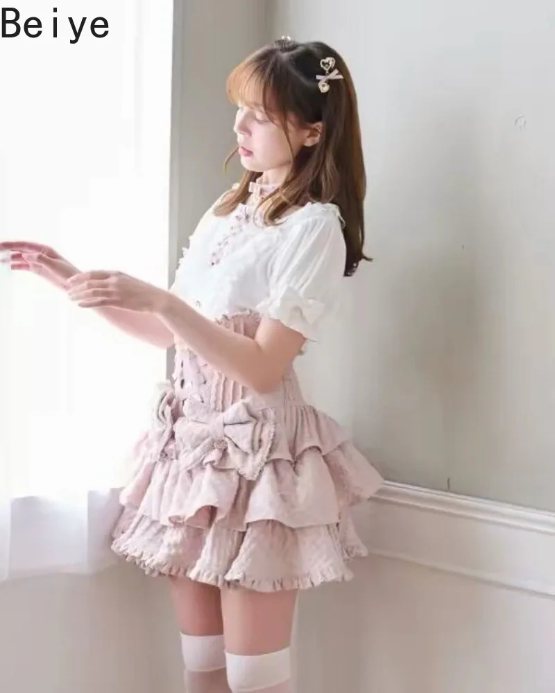 Japanese LIZ Princess Lolita Skirt Ladies High Waist Jacquard Cake Skirts High Street Harajuku Sweet Kawaii Skirt for Women