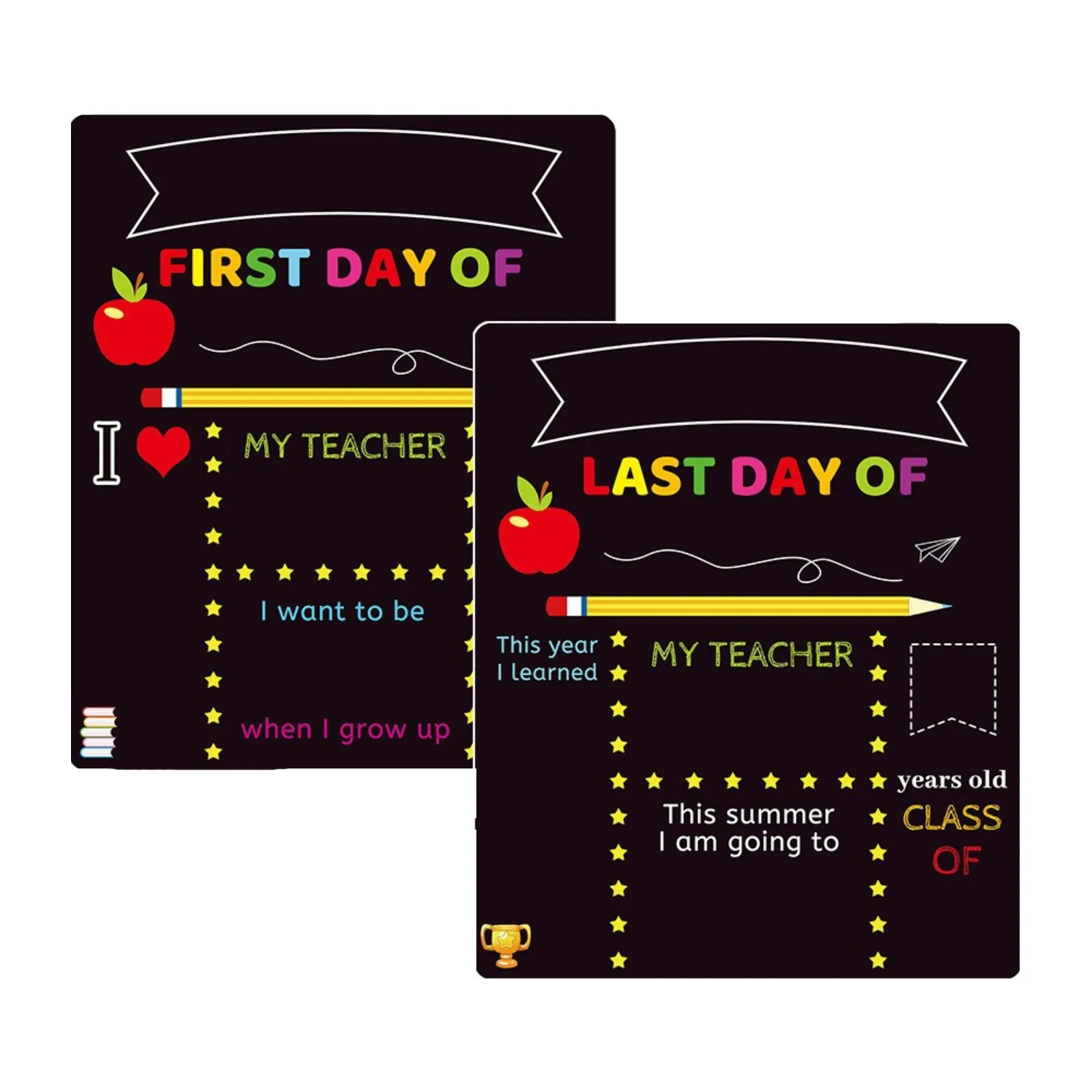 First Day Of School Diy Small Blackboard Back To School Day Double-Sided Message Board Photo Decoration Hanging Sign