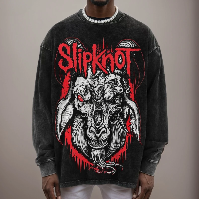 Slipknott Retro Print Hoodies Sports Heavy weight Sweatshirts Street Style Berserk Fashion Man Pullover Top Loose Tops