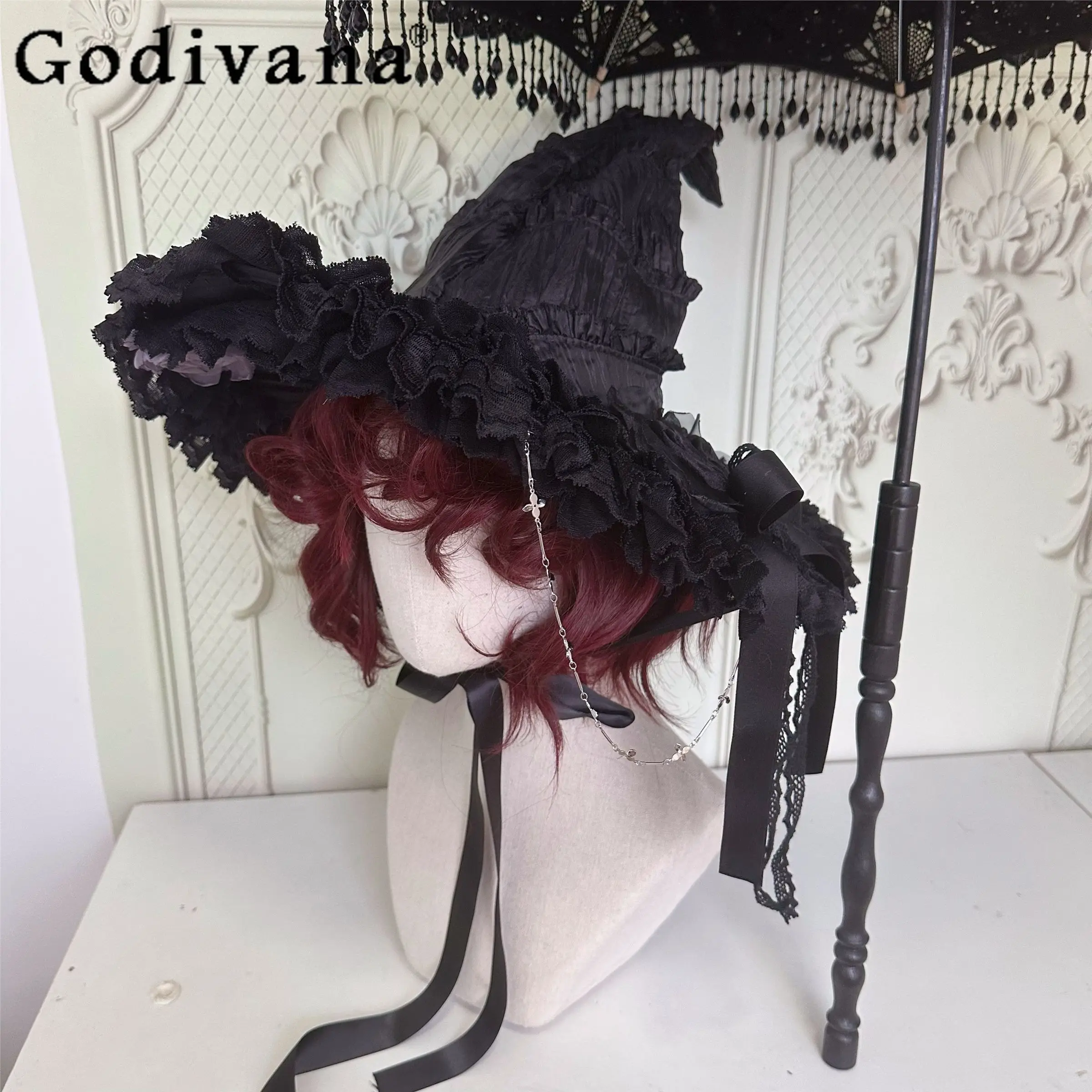 

Оригинальная шляпа ведьмы для косплея Лолиты на Хэллоуин и Рождество, женские шляпы