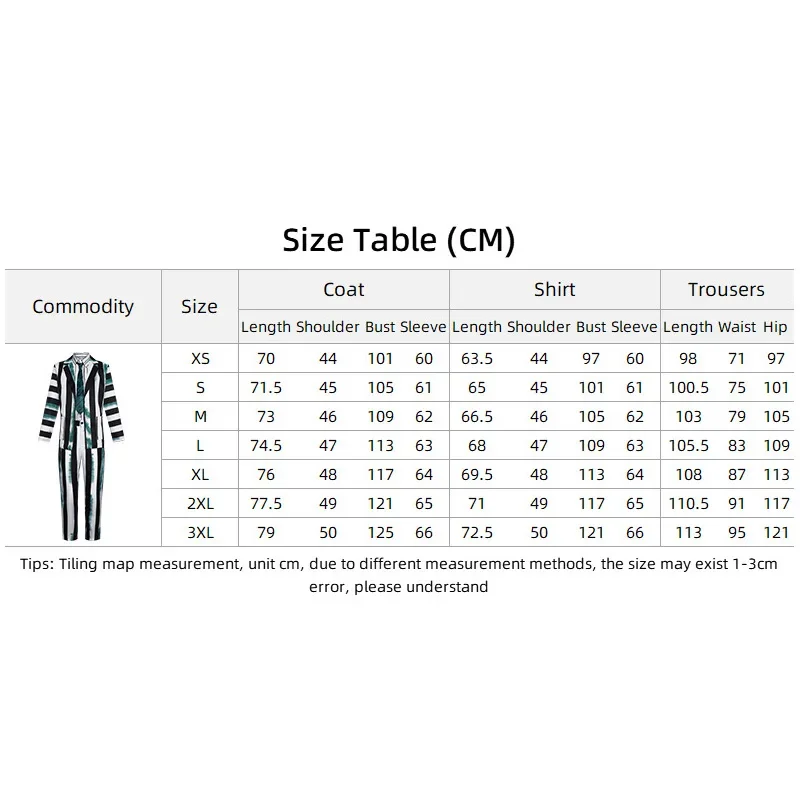 2025 disfraz de Halloween de Michael Keaton para hombre y mujer, Uniforme Déguisé, bata, Veste Rayée Noire et Blanche