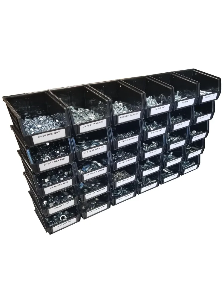 1035 Piece Grade 5 Nut Bolt and Washer Assortment Hex Head Bolts, Hex Nuts, Lock and Flat Washers Standard Coarse Thread