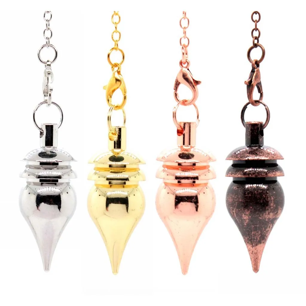 Metal Pendulums for Dowsing Divination Wicca Tool Spiritual Round Ball Cone Rose Gold Color Copper Pendulum Healing Pendulos
