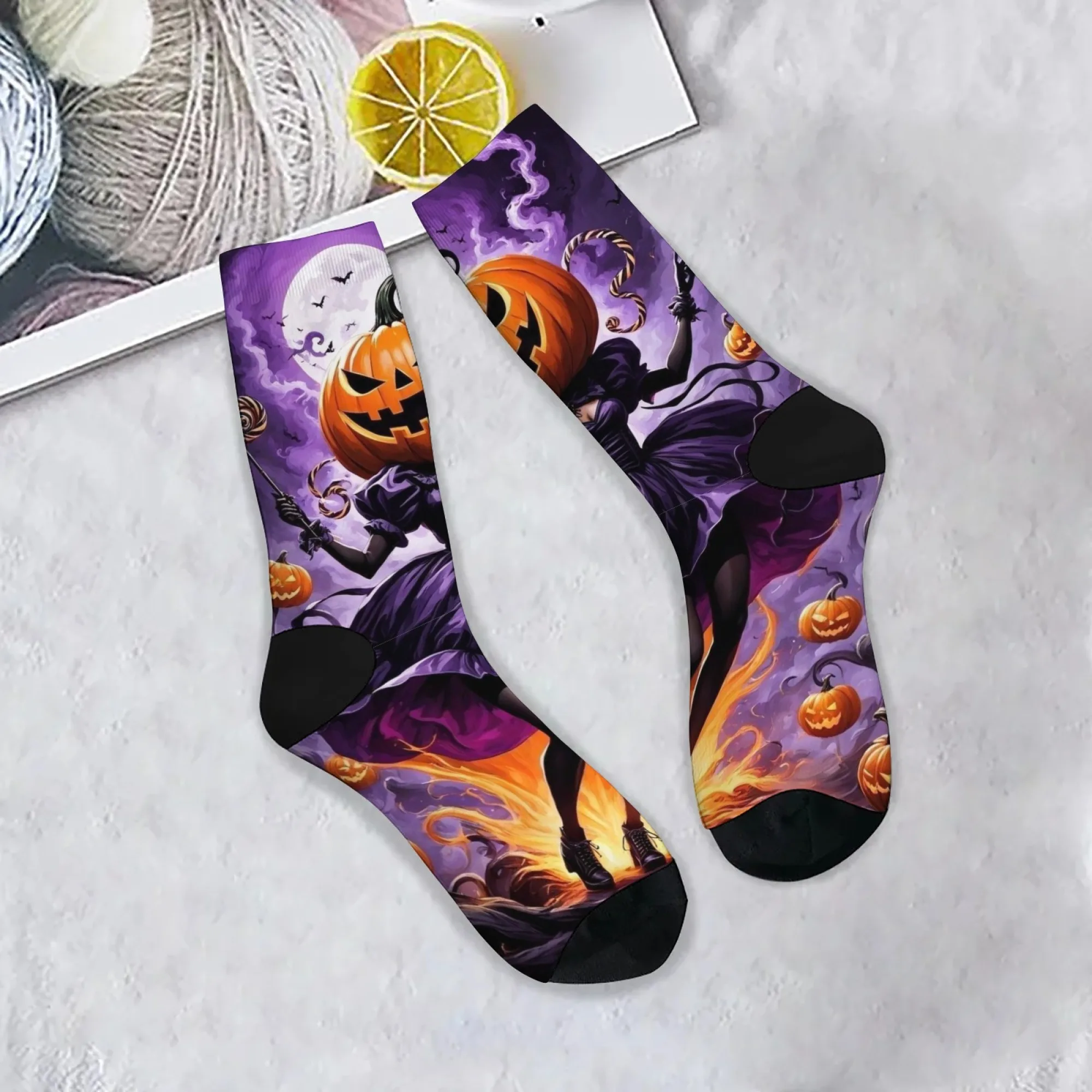 Crazy Dancing Pumpkin Lantern Happy Socks Harajuku Retro Trend Herrensocken Neuheit Lustige Kompressionssocken Halloween Socken Geschenk