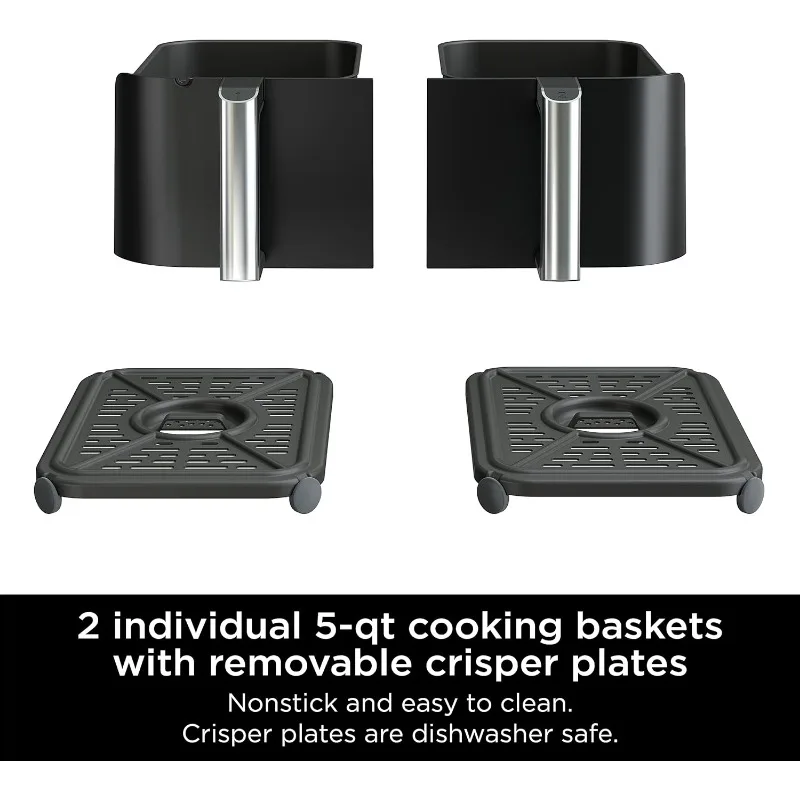 Ninja Dz302 Foodi 10-qt. 6-In-1 Dualzone Smart Xl Air Friteuse Met 2 Onafhankelijke Manden, Match Cook & Smart Finish Naar Air Fry