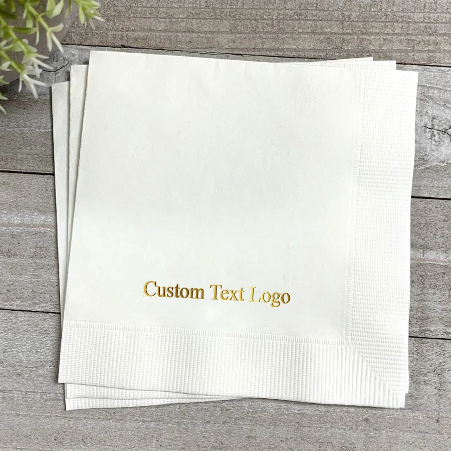 

100pcs Personalized Paper Napkin with Text Logo, Custom Disposable Paper Napkins for Wedding Paper Napkin, Birthday Paper Napkin