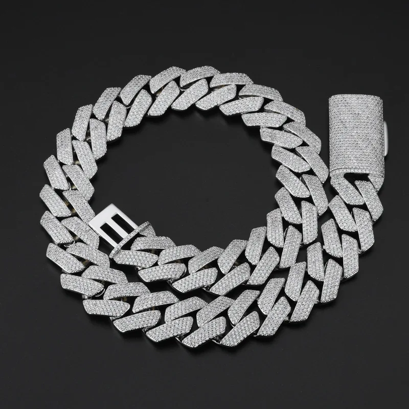 

Hip hop Heavy Industry 22MM Width 4-Row Diamond Cuban Chain Trendy Street Jewelry Necklace