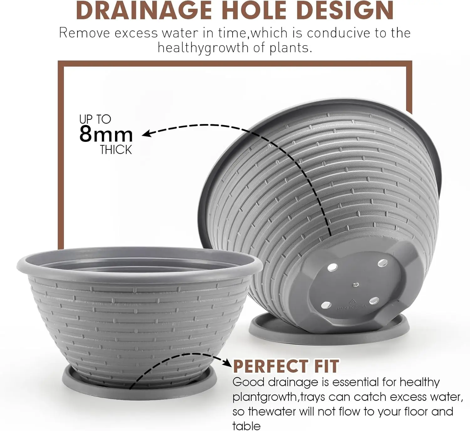 

Large-Planter-Indoor-Outdoor Plant Pots, 12 Inch 4 Pack Flower Pots With Saucer And Drainage Holes, Modern Planters For P