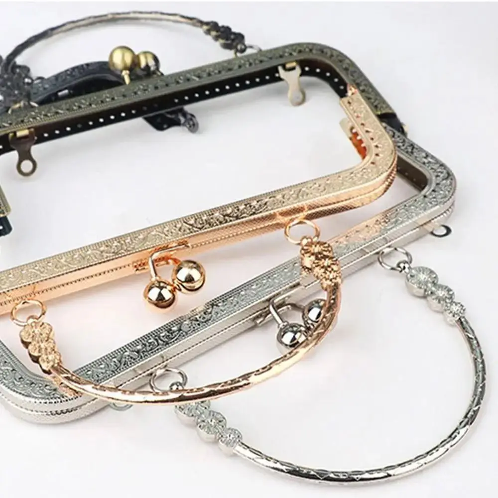 Square Kiss Clasp Metal Purse Frame Bag Lock Silver Purse Clasp Bags Parts DIY Bag Closure Clutch Handbag Accessories