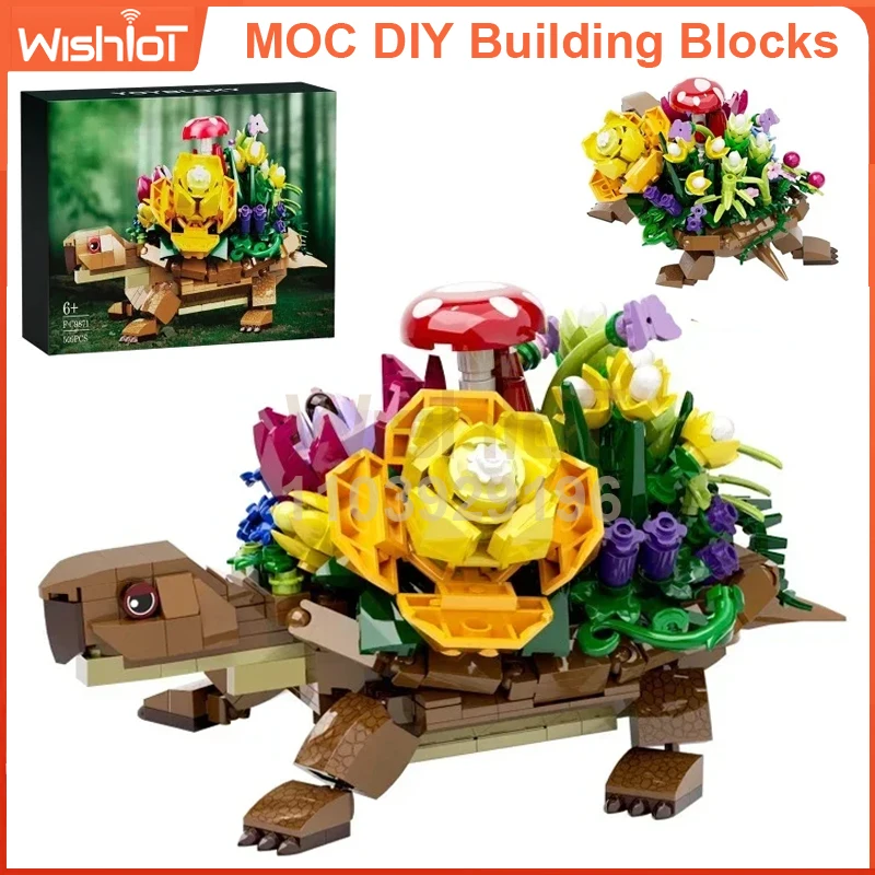 

509 шт., креативный комплект для сборки черепахи с функцией цветочного горшка для взрослых и детей, обучающая головоломка «сделай сам», подарок