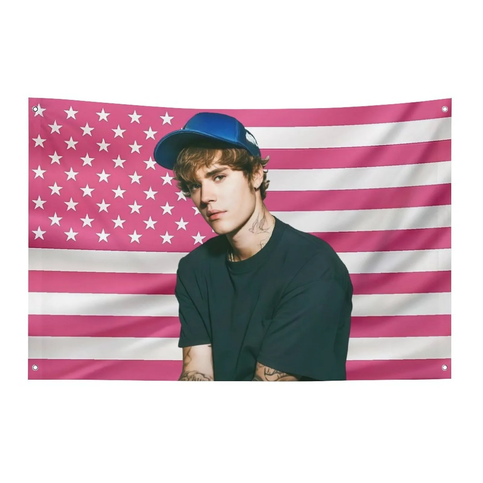 Tapiz con bandera americana de Justin Bieber, decoración para habitación Y2K, tapiz grande, artículos de decoración para habitación, regalo para amigos
