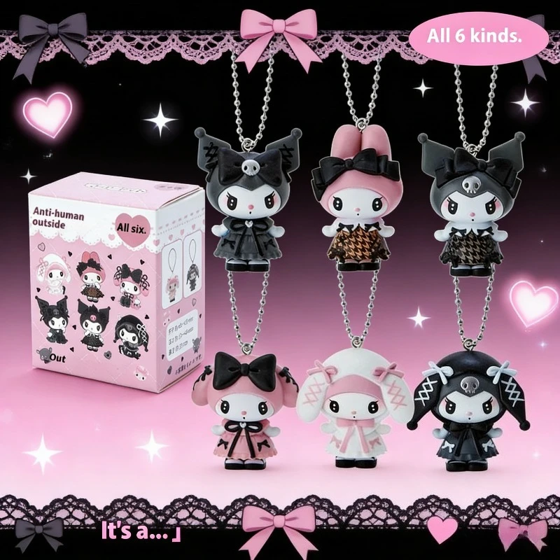 

Коллекционная аниме-фигурка Sanrio Kuromi My Melody в слепой коробке, брелок для рюкзака для девочек, игрушка-сюрприз, подарок, игрушки Hello Kitty в слепом пакете