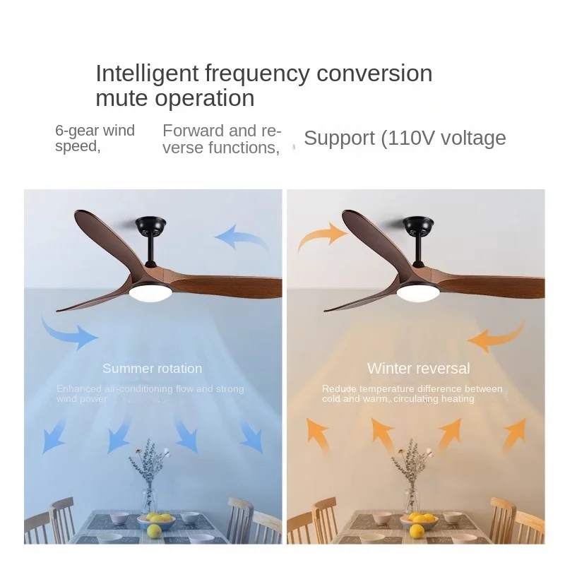 Fan Light Ceiling Fan Light Nordic Household Living Room Commercial Restaurant Variable Frequency Electric Fan Ceiling Light