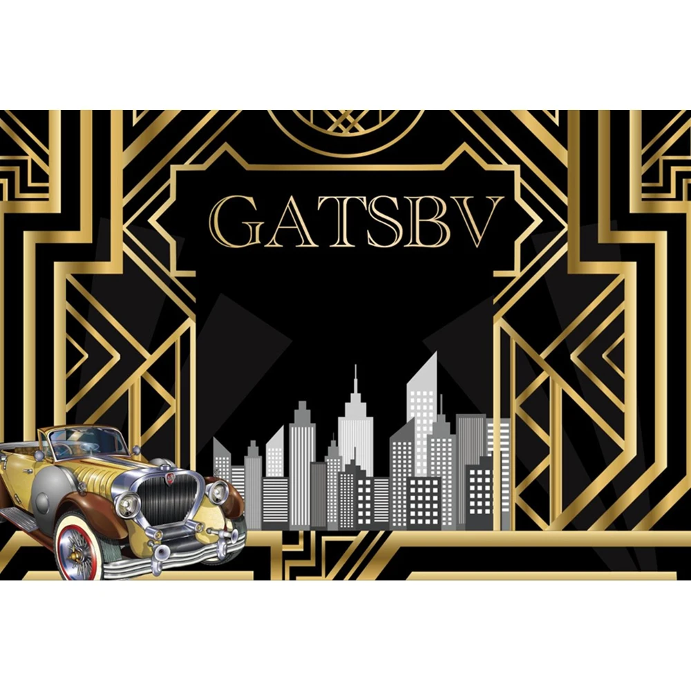 Black Golden Great Gatsby Background Photography Adult Birthday Baby Shower Party Decor Backdrops For Photo Photographic Props