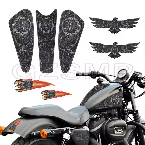 New style skull Sticker Waterproof Protect Pads Motorcycle Fuel Tank Decal fit for Harley Sportster XL 883 1200 Bobber