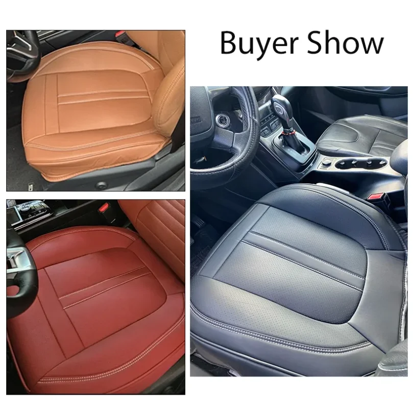 1PCS Nappa Leather Car Seat Cover Anti-Slip and Full Wrap Driver Car Seat Protector Mat Front Bottom Car Seat Cushion Cover view 6