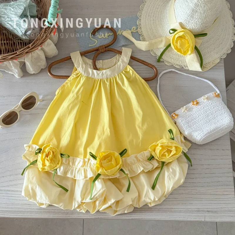 

Girls' Summer Outfit Set New Children's Sleeveless Vest Shorts Two-Piece Set Baby Summer Thin Clothes