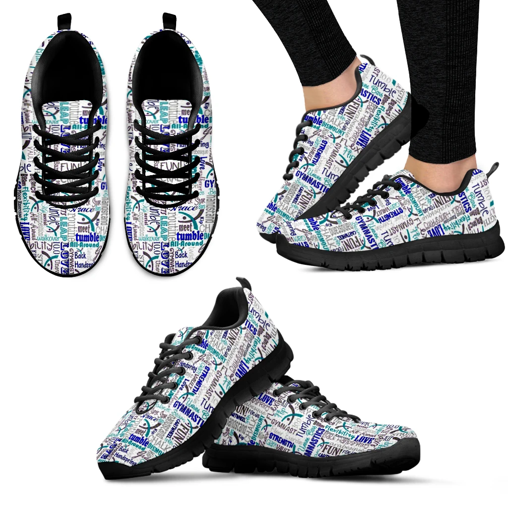 INSTANTARTS Teal & White Ribbon Design Fashion Sneakers Cervical Cancer Lace Up Shoes Nurse Medical Flats Walking Chaussure