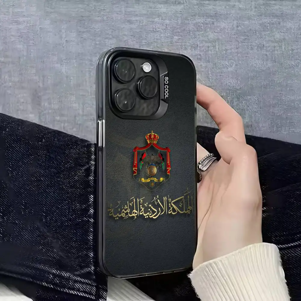 جواز السفر العلم جوردان عبد الله بن هوسين جراب هاتف آيفون 17,16,15,14,13,12,11,Pro,Max,Plus,E,SE4,Air,Mini Black IMD Cover #6